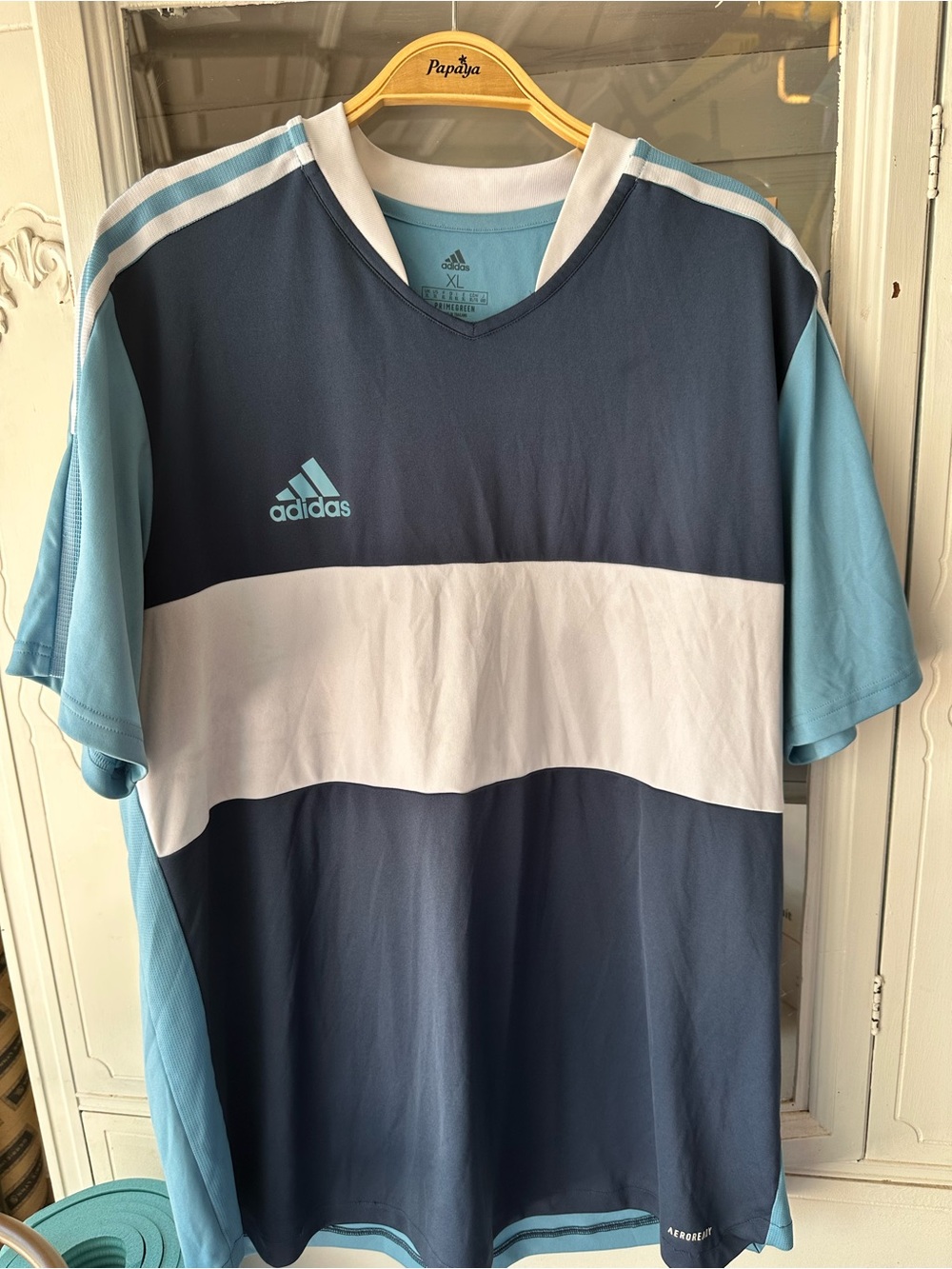 adidas Men’s Navy, Light Blue & White Athletic Jersey